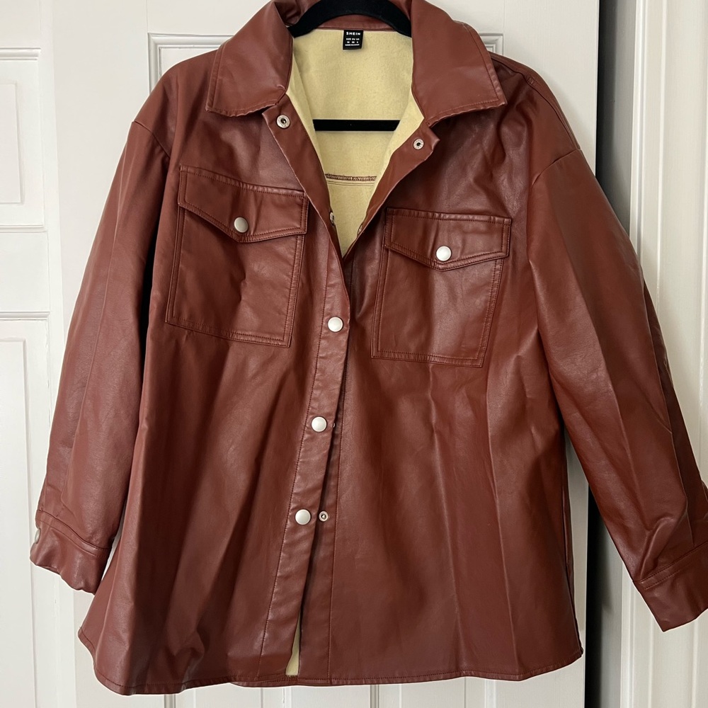 Brown Faux Leather Jacket